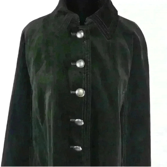 Vintage Nine West Velvet Cape/Wrap Size S Dark Green Button front Oversized Fall - Picture 12 of 15
